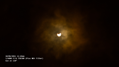 Capturing the partial solar eclipse as the Moon passes in front of the Sun. Taken with an ND4 filter