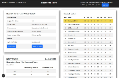 Screenshot of MVS Football Manager v1 project